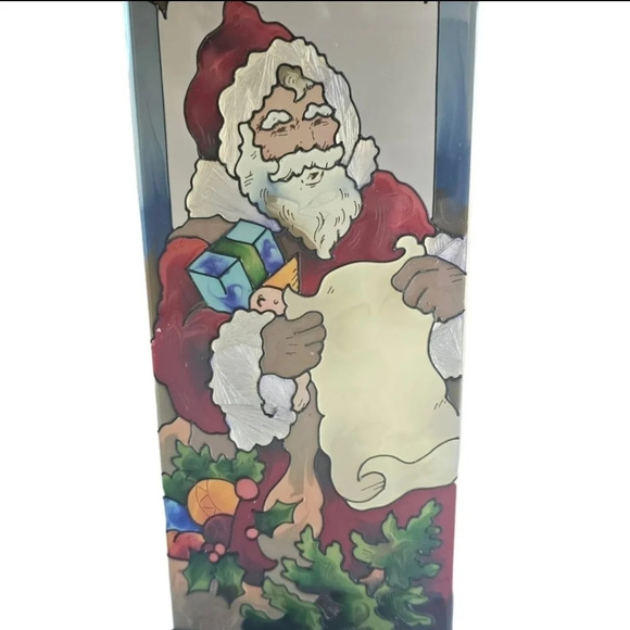 Joan Baker Designs Stained Glass Hand Painted Santa Christmas Candle Holder - Picture 3 of 8